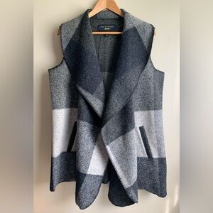 Paul Costelloe Grey Black Check Wool Blend Vest Wrap Size 10